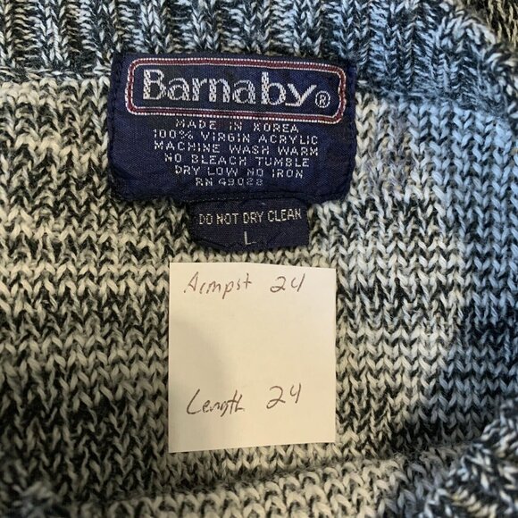 Vintage Barnaby Mens Sweater Sz Large Black White Retro Abstract 90s 80s Cosby - Picture 2 of 7